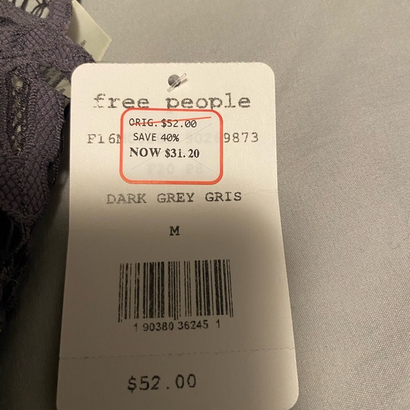 Free People beautiful Dark Grey Bralette Size M - Picture 4 of 4